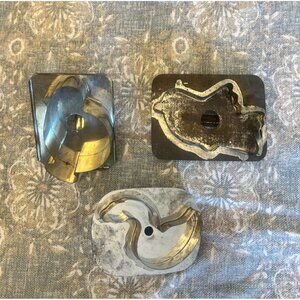 Set of 3 Antique Rustic Primitive Tin Cookie Cutters Birds Kitchen Decor Baking